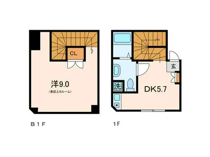 CONTEL SHIROGANE(1DK/B1階)の間取り写真