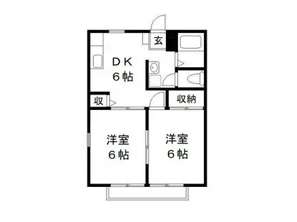 サンライズD(2DK/2階)の間取り写真