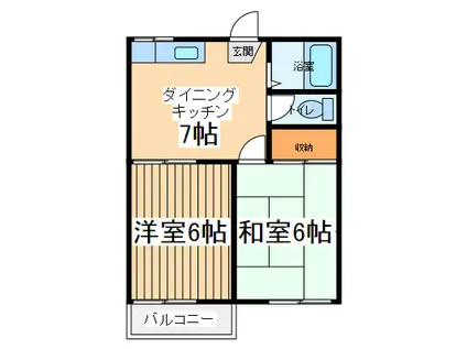 アワーズハウスA(2DK/1階)の間取り写真