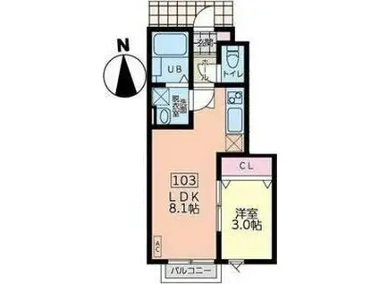 ESCONDITE卸町I(1LDK/1階)の間取り写真
