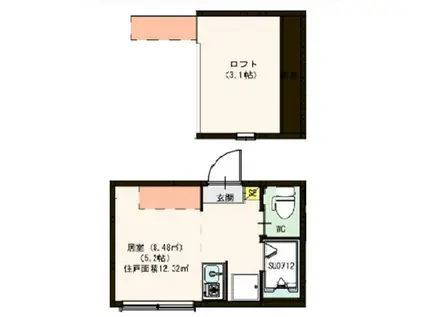 ハーモニーテラス中幸町(ワンルーム/2階)の間取り写真