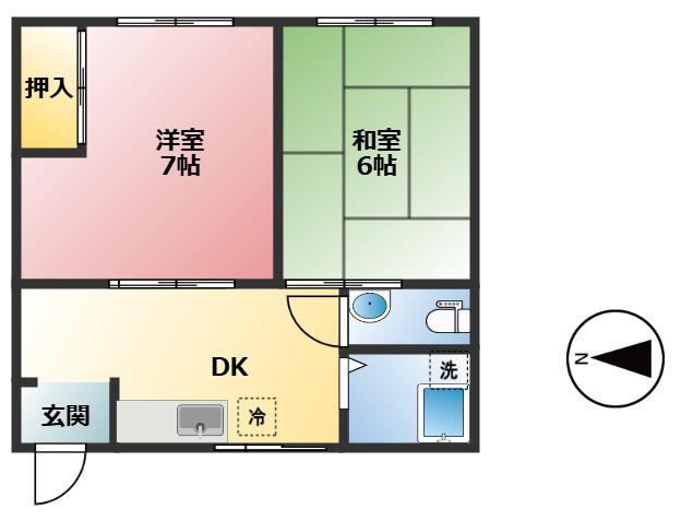 萩野アパート(2DK/1階)の間取り写真