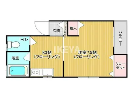 ナカムラハイツ(1K/3階)の間取り写真