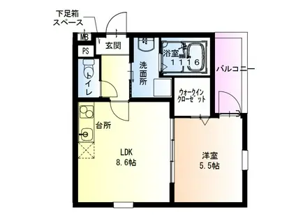 フジパレス花園中央公園I番館(1LDK/3階)の間取り写真
