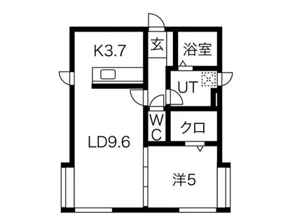 アスカハイツ平岸(1LDK/3階)の間取り写真