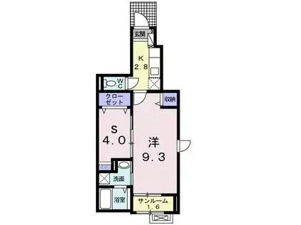 モデルヌ・チャイ(1SK/1階)の間取り写真