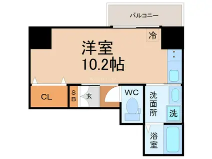 THE RESIDENCE IMAIKE イースト(ワンルーム/4階)の間取り写真