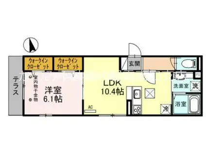 東武東上線 和光市駅 徒歩5分 3階建 築4年(1LDK/1階)の間取り写真