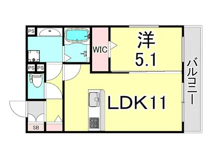 TMK西北(1LDK/1階)の間取り写真