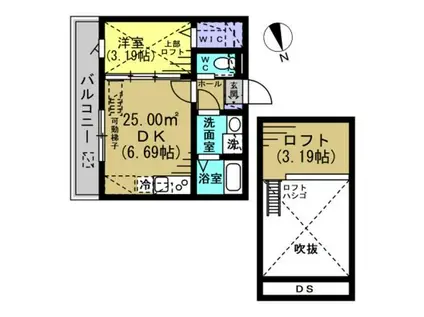 アートスタイル狛江(1DK/2階)の間取り写真