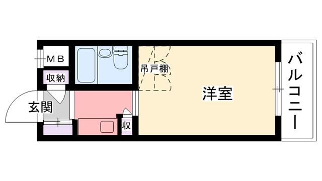 サンロイヤル鳴尾(1K/2階)の間取り写真