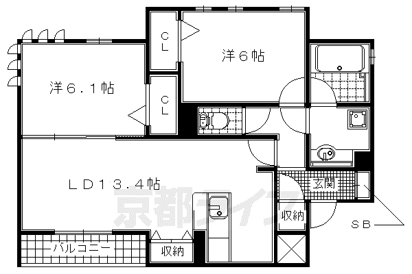 エーデルハイム東香園II番館(2LDK/2階)の間取り写真