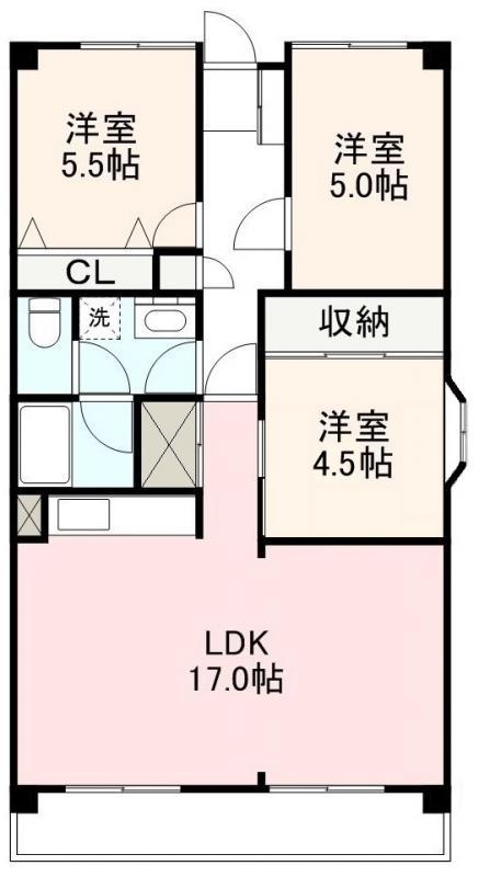 コート南国分寺(3LDK/2階)の間取り写真