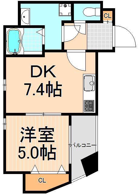 KDXレジデンス元浅草(1DK/4階)の間取り写真