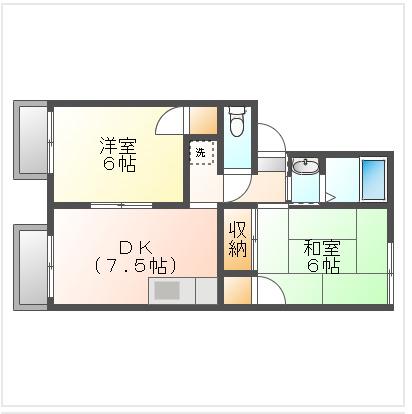 グランドール藤岡(2DK/2階)の間取り写真