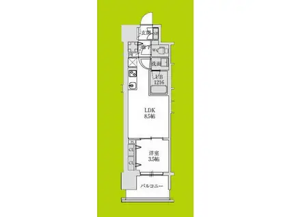 スプランディッド本町グラン(1LDK/5階)の間取り写真