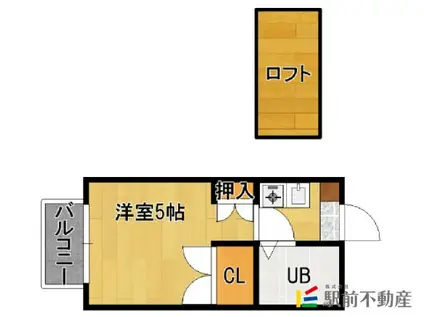 PLイースト都府楼前(1K/2階)の間取り写真