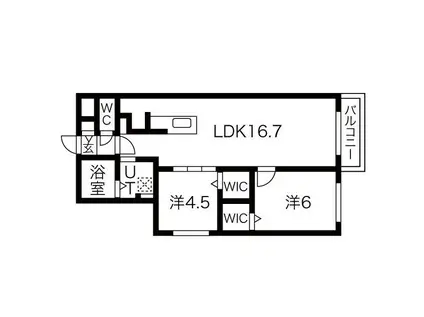ブランシャールTSCOURT 発寒(2LDK/4階)の間取り写真