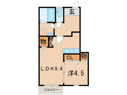 ダイヤモンドプリンセス・サクラ(1LDK/1階)の間取り写真