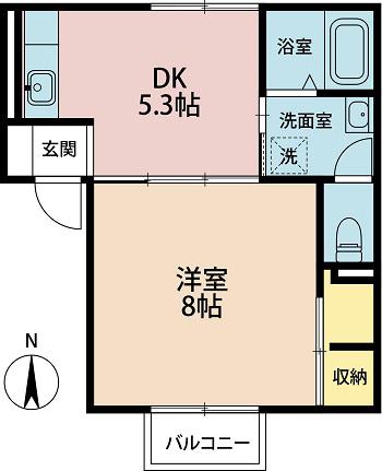AMJ・ロイヤルコート(1DK/1階)の間取り写真