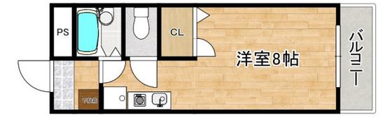 ポムドピン中央(ワンルーム/3階)の間取り写真