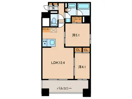 ザ・パークハビオ目黒プレイス(2LDK/8階)の間取り写真