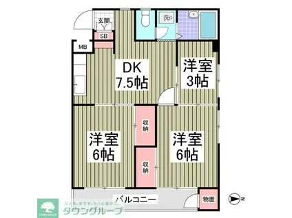 レイフ三郷(3SDK/2階)の間取り写真