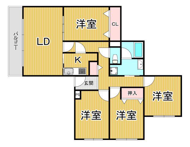 上ヶ原TWENTY-EIGHT(4LDK/4階)の間取り写真