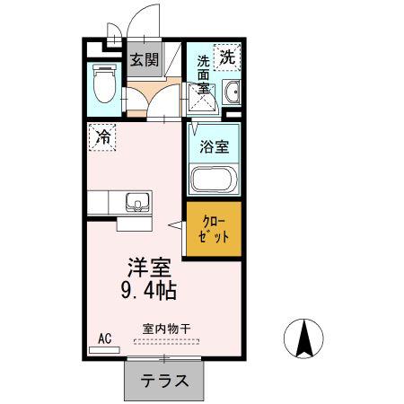 アミティエ(ワンルーム/1階)の間取り写真