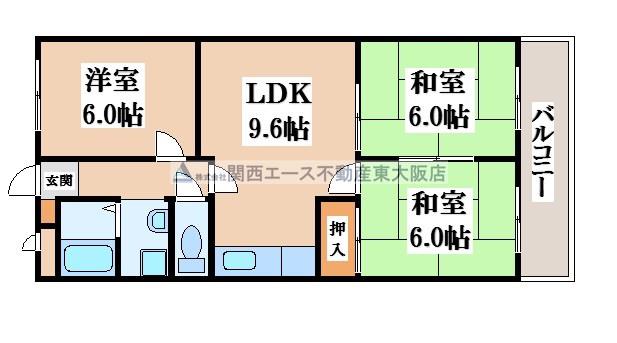 メゾンおおひがしマンション(3LDK/5階)の間取り写真