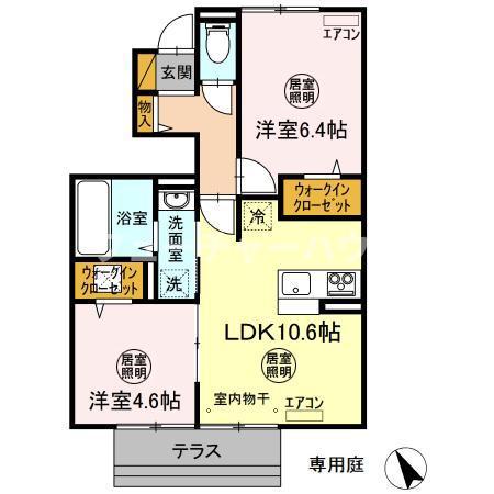 ベルカーサ(2LDK/1階)の間取り写真