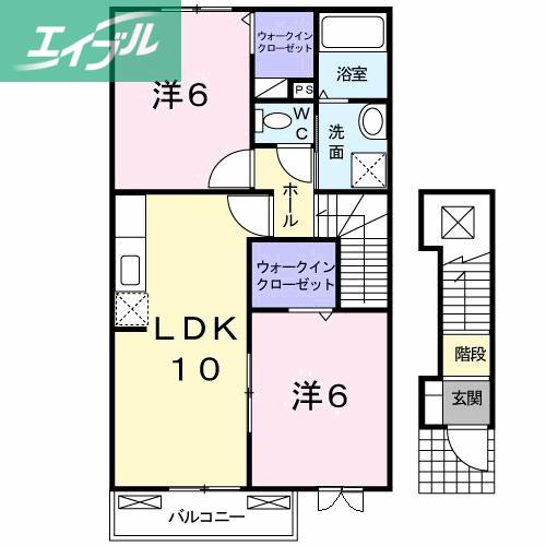 オリーブ(2LDK/2階)の間取り写真
