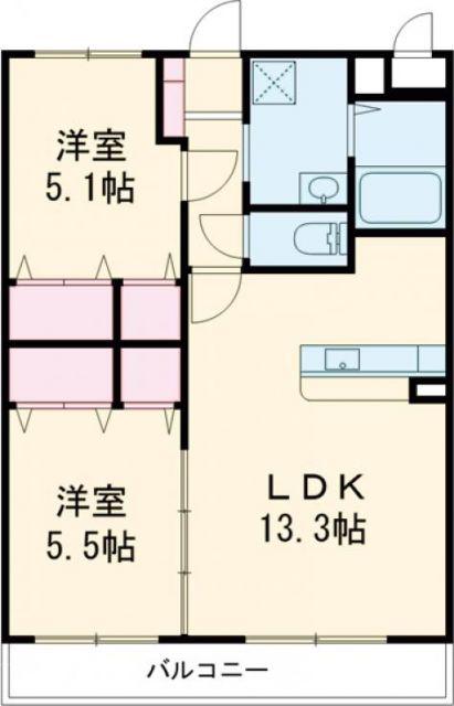 BLISS大在(2LDK/3階)の間取り写真