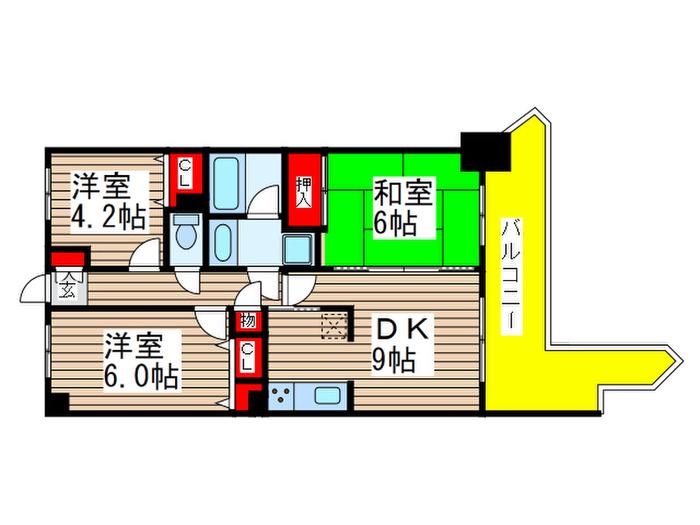 ライオンズステーションプラザ西船橋(3DK/7階)の間取り写真