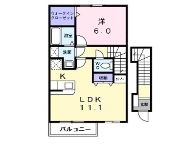 レインボー愛(1LDK/2階)の間取り写真