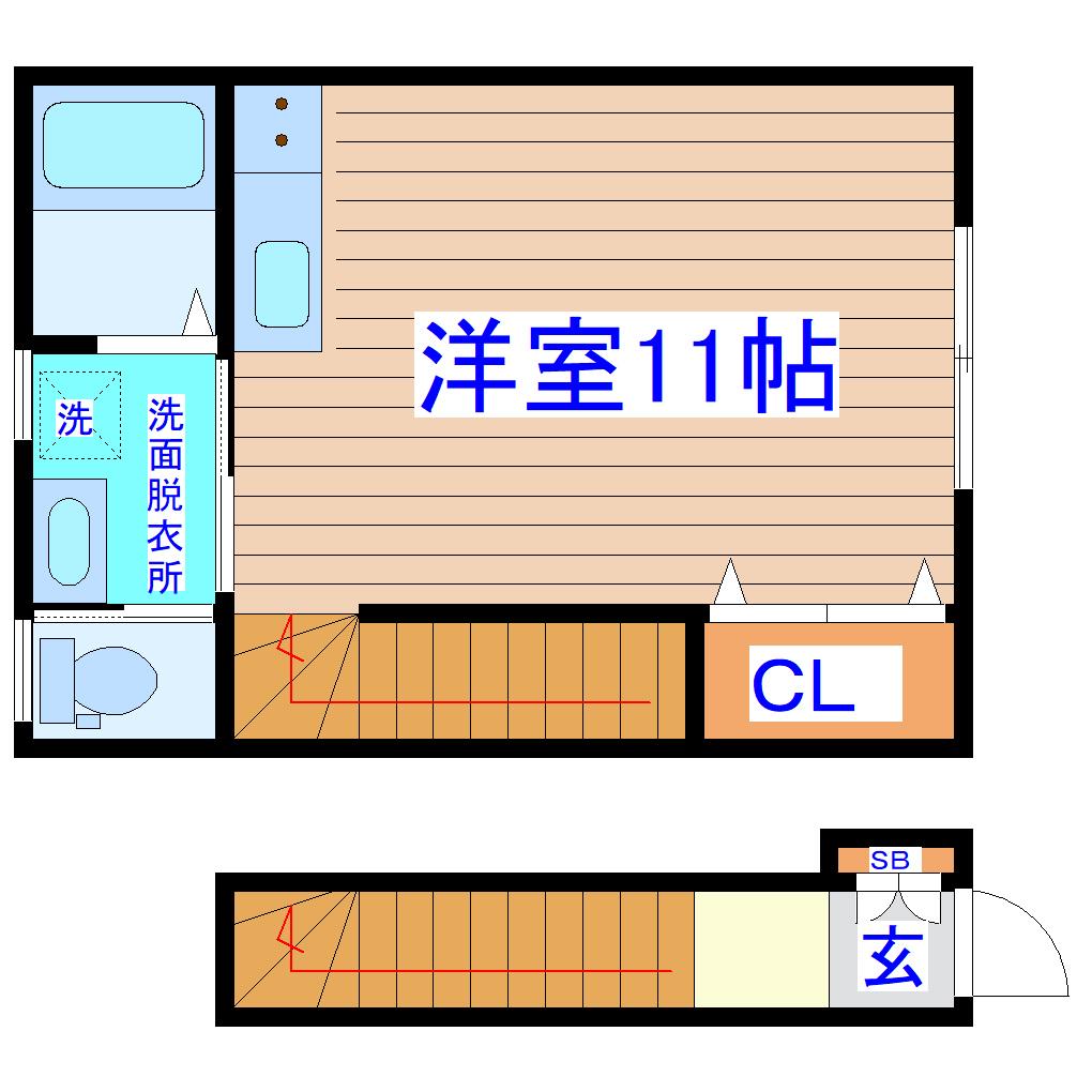 フォワード連坊(ワンルーム/2階)の間取り写真