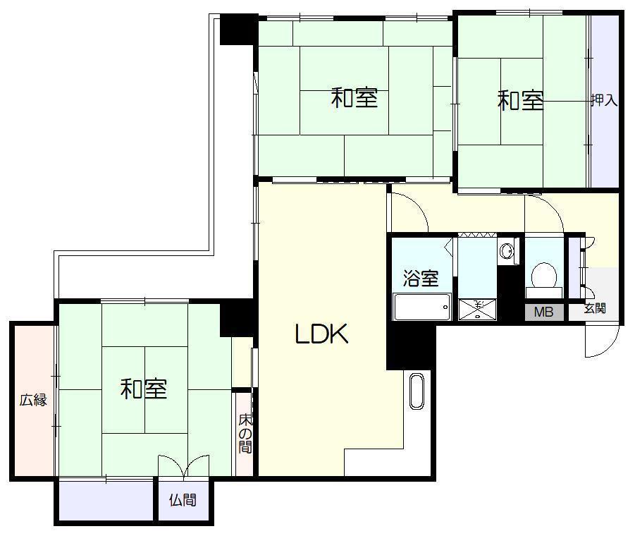 サンジェローム萩(3LDK/3階)の間取り写真