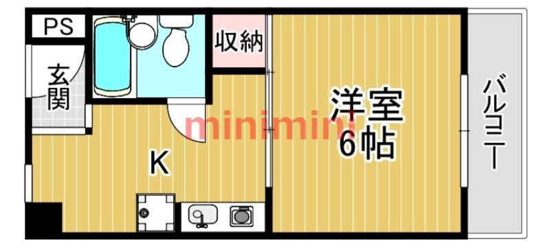 プラットホーム川端通(1K/4階)の間取り写真