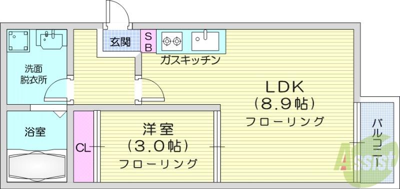 REGALEST保春院(1LDK/1階)の間取り写真