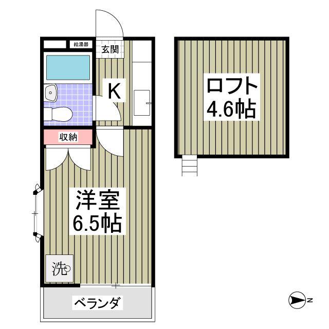 カルミア(1K/2階)の間取り写真