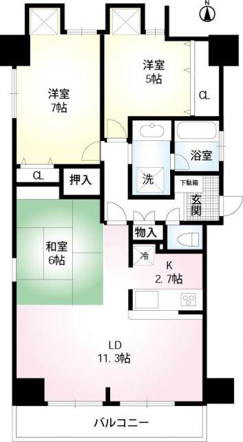 ライツ浦和別所(3LDK/3階)の間取り写真