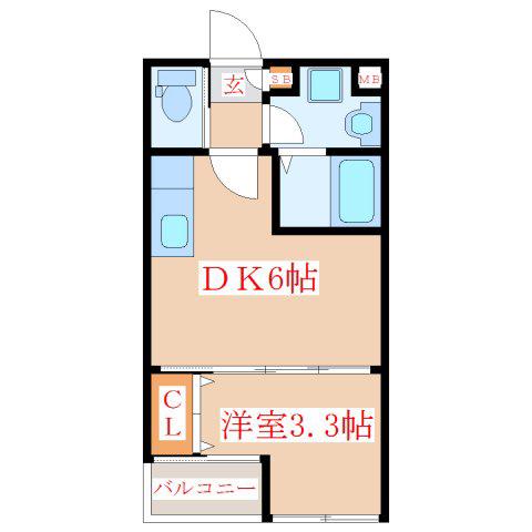 EXCIFE2ND(1DK/1階)の間取り写真