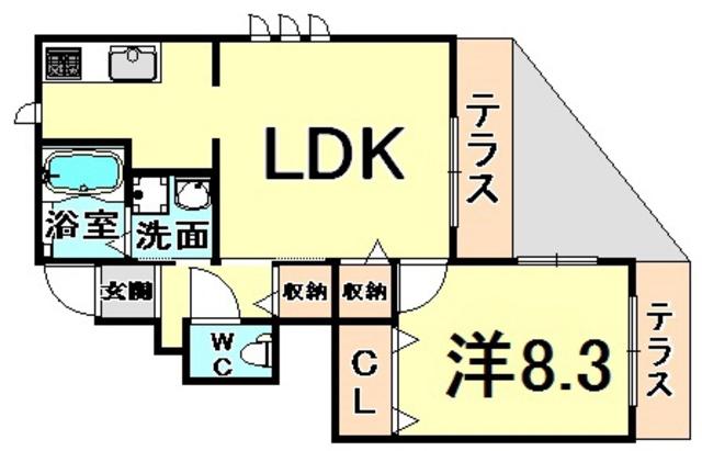 パークサイド塚口(1LDK/1階)の間取り写真