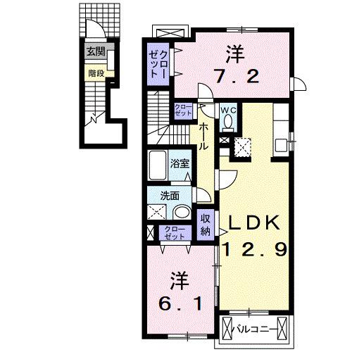シャルマンメゾン(2LDK/2階)の間取り写真