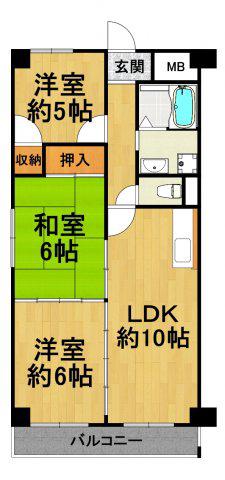 チェリーアベニュー夙川(3LDK/2階)の間取り写真