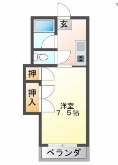 メビウス昭和町(1K/2階)の間取り写真