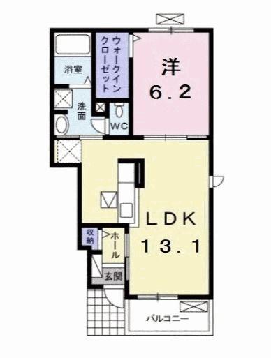 パッシィオーネ V(1LDK/1階)の間取り写真