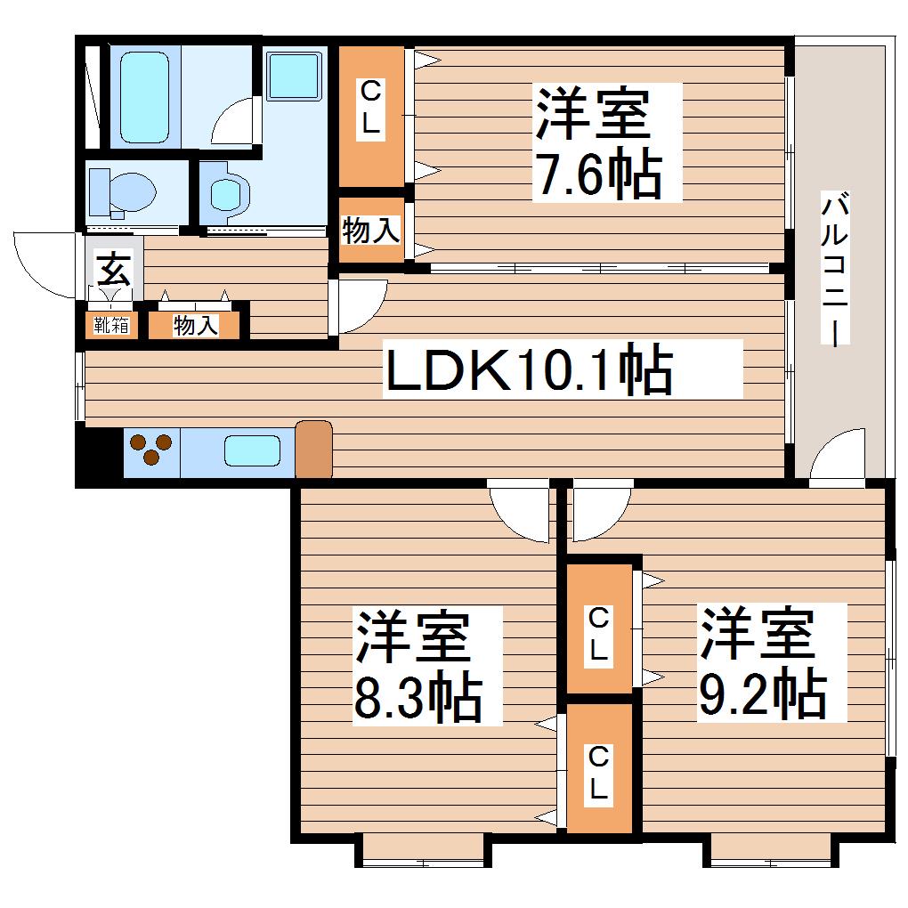 310エスベランサ(3LDK/3階)の間取り写真