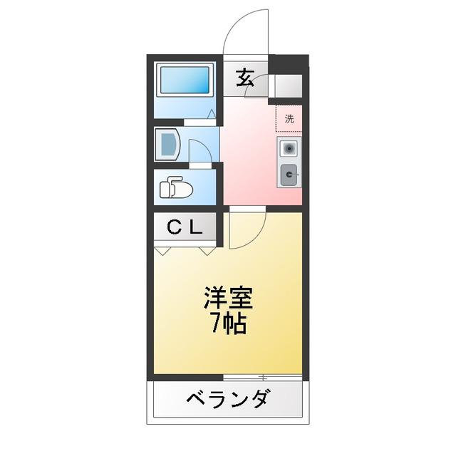 ホームワン別名(1K/2階)の間取り写真