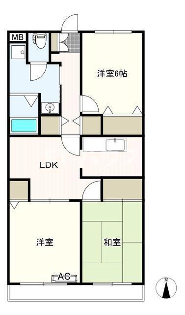 アールフィールズ千葉(3LDK/2階)の間取り写真